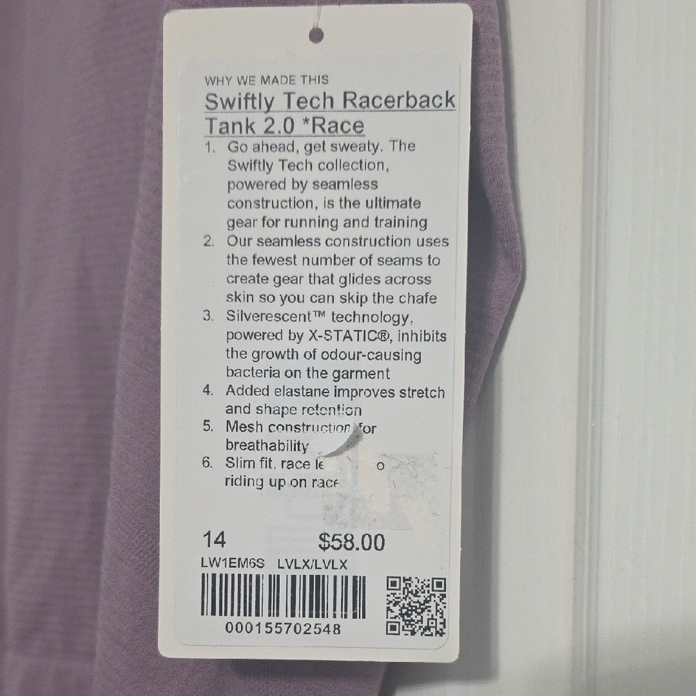 LULULEMON. Swiftly Tech Racerback Tank 2.0 in Purple